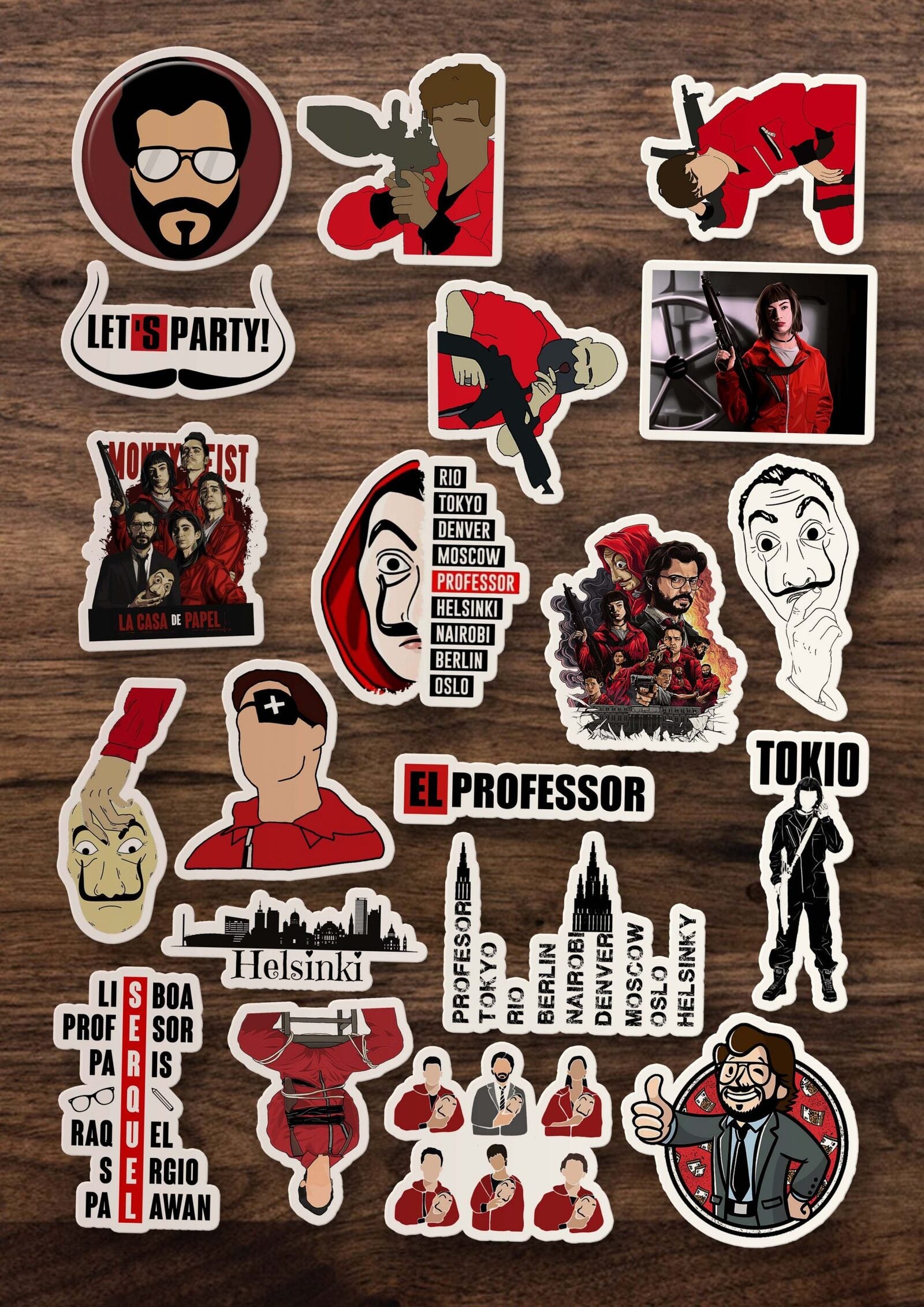 la casa de papel sticker etiket seti