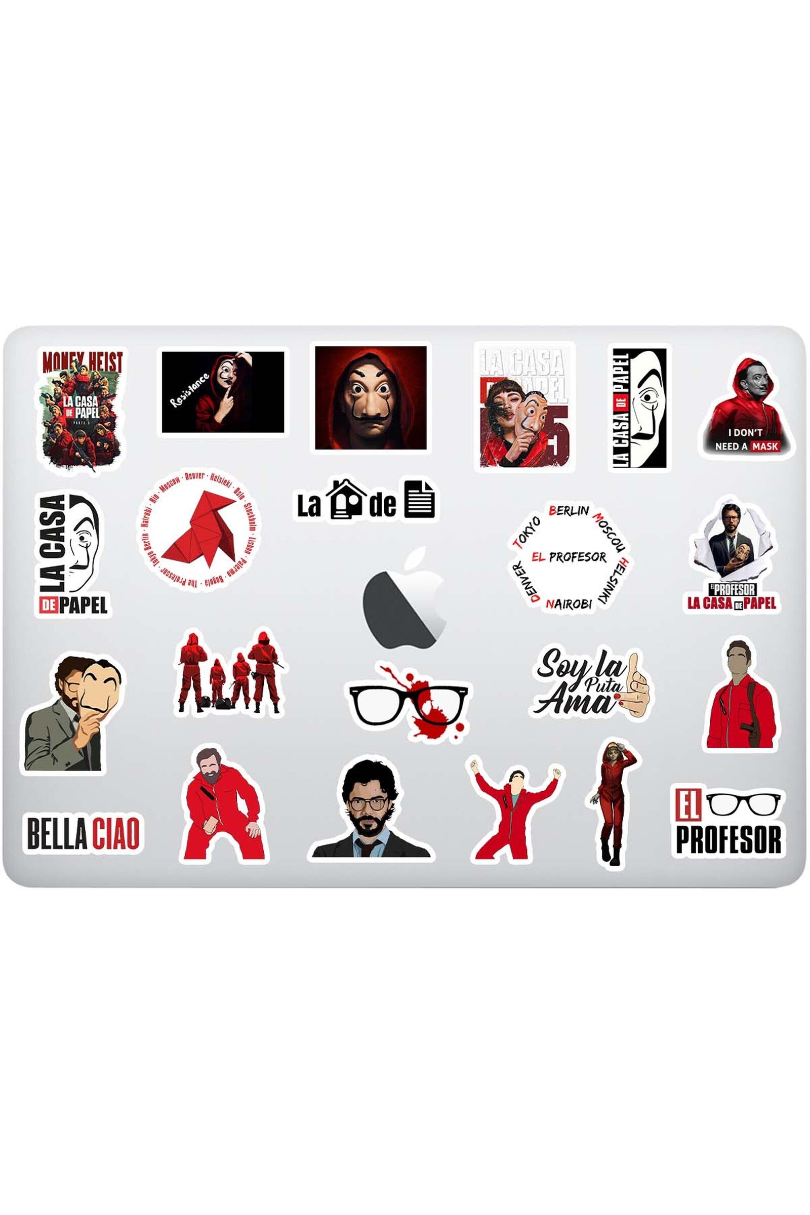 la casa de papel laptop sticker etiket seti