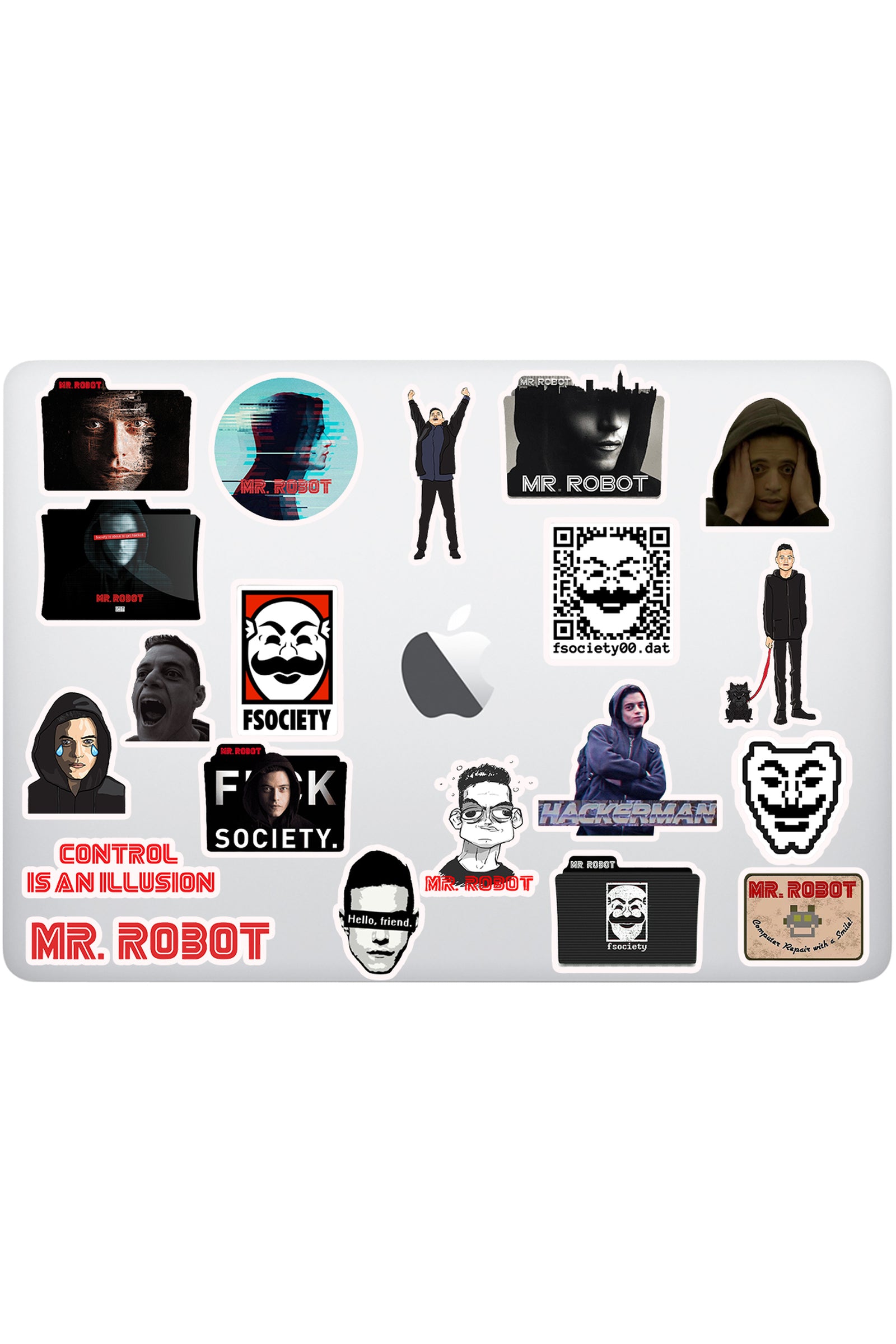 mr. robot laptop sticker etiket