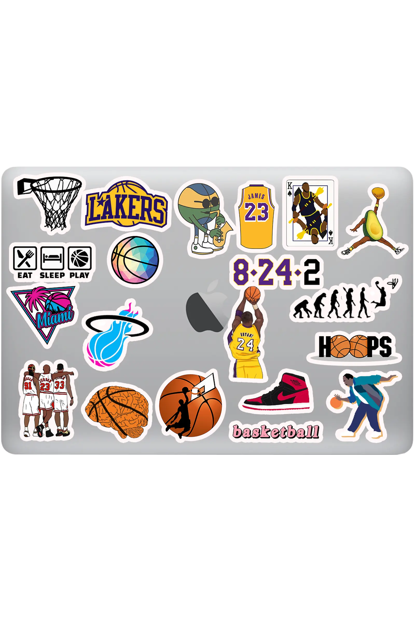 basketbol temalı laptop sticker seti