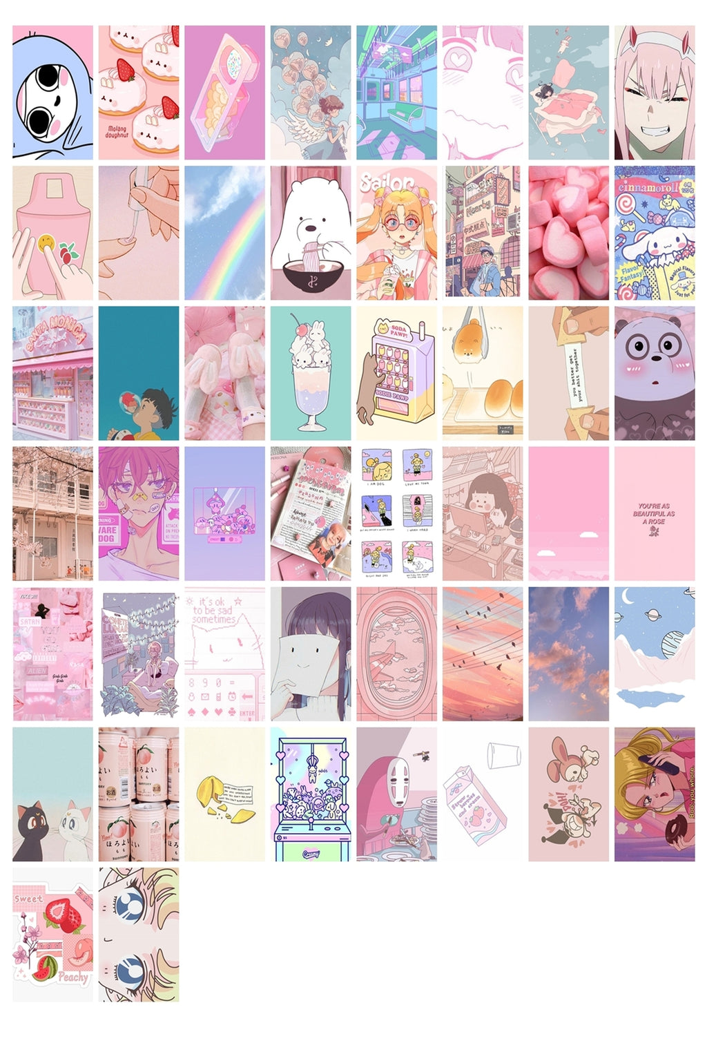 pembe anime kolaj set içeriği