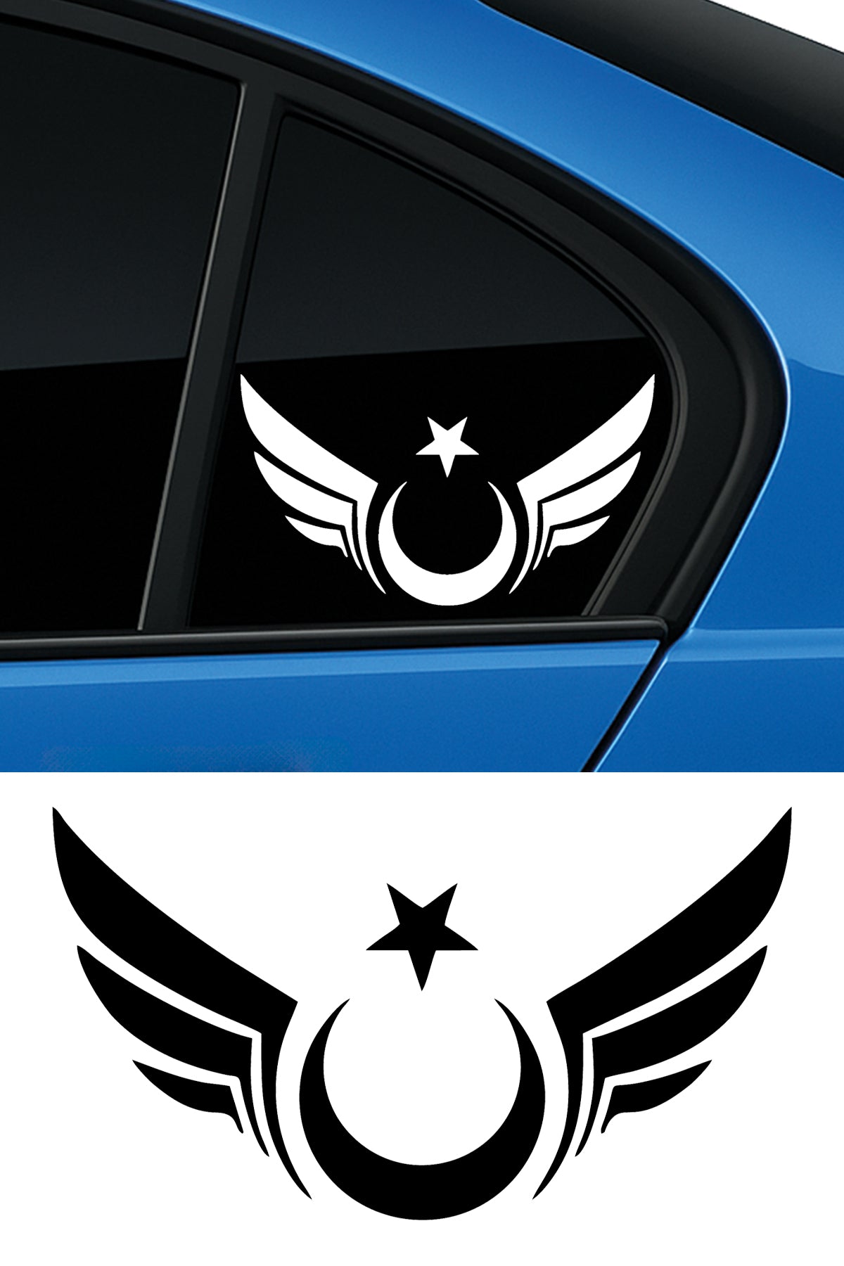 Kanatlı Ay Yıldız Sticker