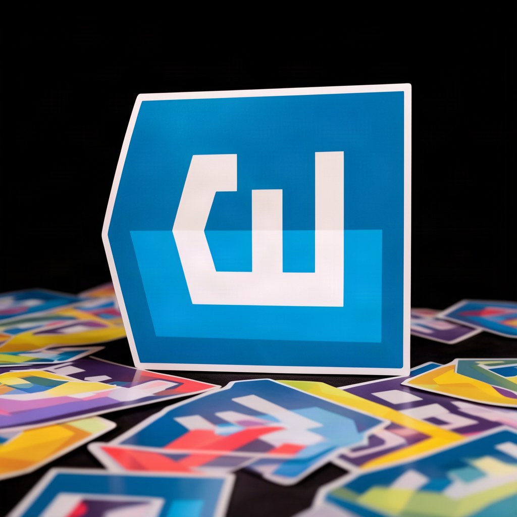 Laptop kapağı üzerinde yapıştırılmış CSS3 temalı özel kesim sticker duruşu