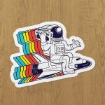 boombox astronot sticker etiket