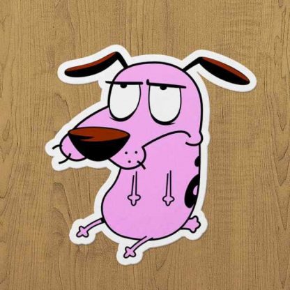 cesur korkak köpek sticker etiket
