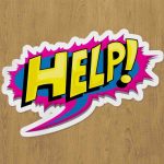 help sticker etiket