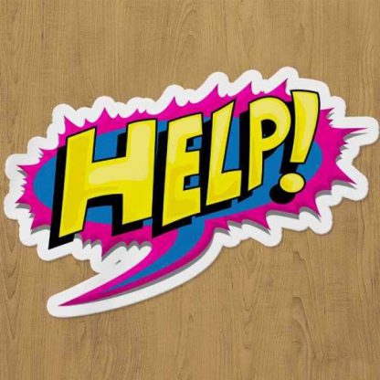 help sticker etiket