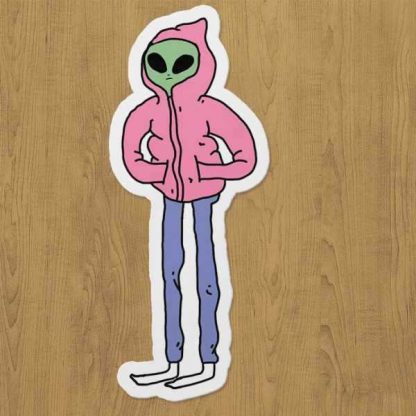 kapüşonlu uzaylı sticker etiket