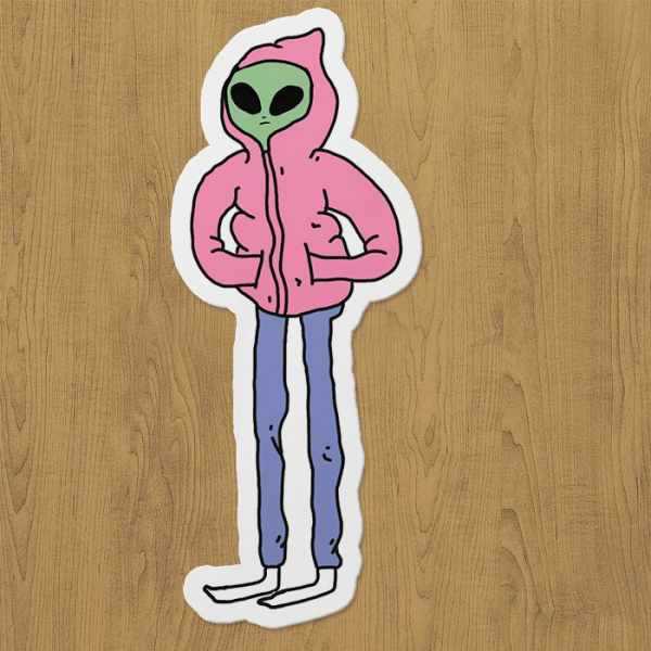 kapüşonlu uzaylı sticker etiket kapüşonlu uzaylı sticker etiket