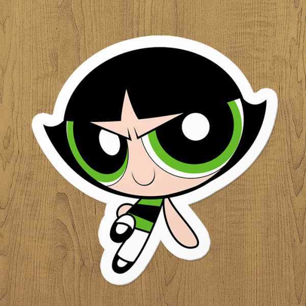 PowerPuff Girls Buttercup Sticker etiket PowerPuff Girls Buttercup Sticker etiket
