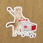 shopping cat sticker etiket