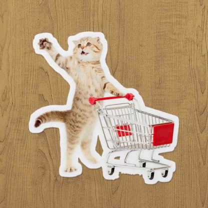 shopping cat sticker etiket