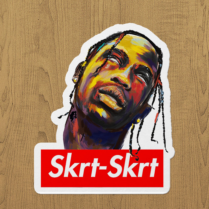 travis skrt sticker etiket