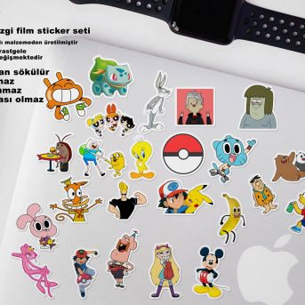 27'li Mini Çizgi Film Sticker Paketi