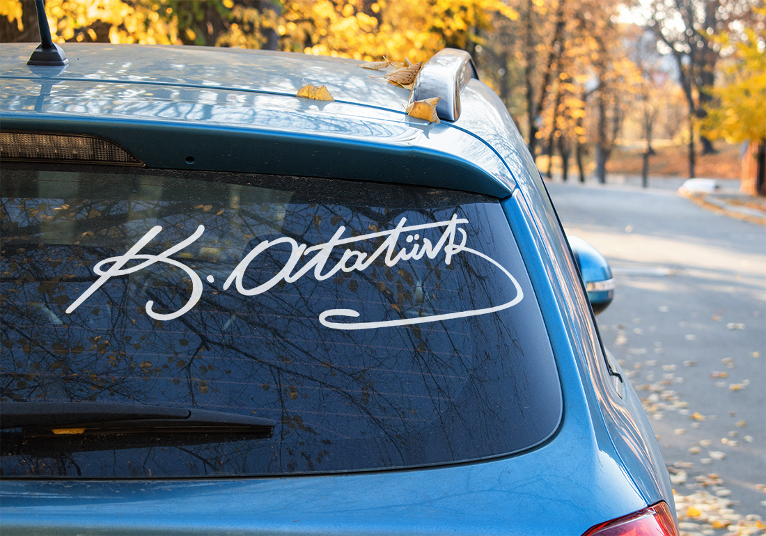 Atatürk imzası sticker Araba Sticker oto sticker Atatürk imzası sticker Araba Sticker oto sticker
