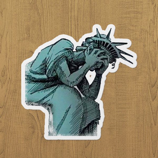 Ağlayan Özgürlük Heykeli Sticker etiket