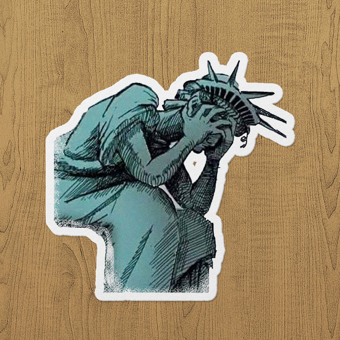 Ağlayan Özgürlük Heykeli Sticker etiket Ağlayan Özgürlük Heykeli Sticker etiket