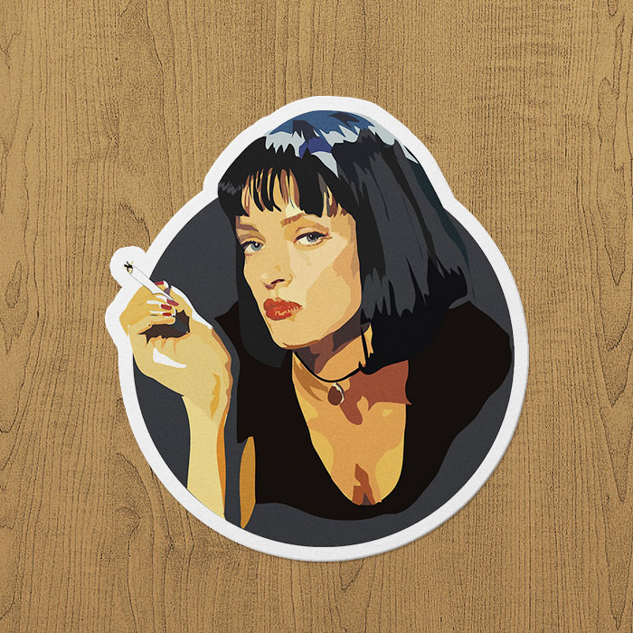 Mia Wallace Smoking(yuvarlak) Sticker etiket Mia Wallace Smoking(yuvarlak) Sticker etiket