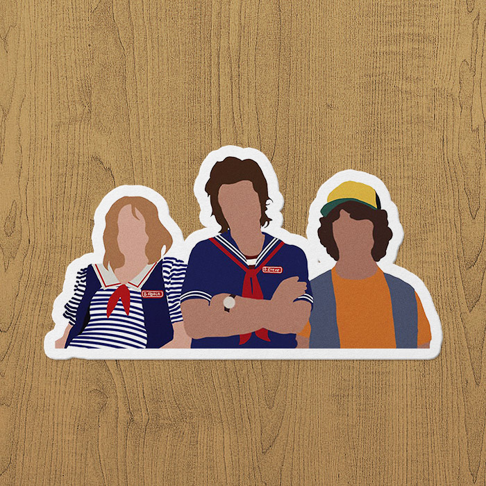 Robin, Steve ve Dustin Sticker Etiket Robin, Steve ve Dustin Sticker Etiket