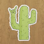 Rock on Cactus Sticker etiket