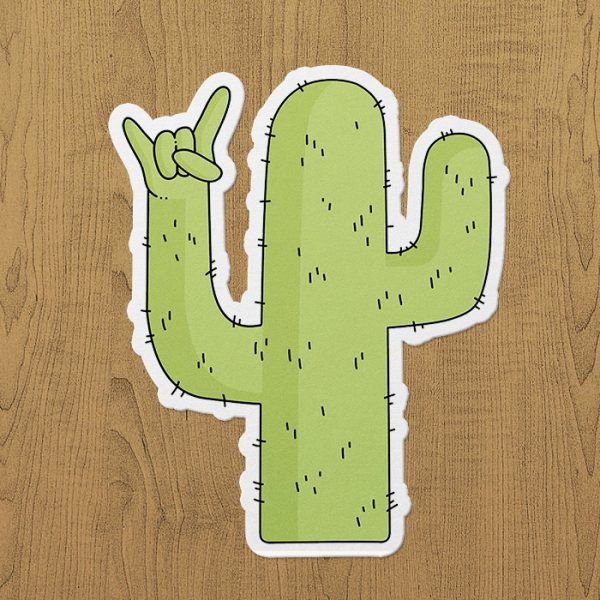 Rock on Cactus Sticker etiket