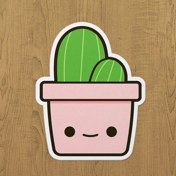 Sevimli Kaktüs Sticker etiket