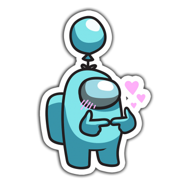 Among Us Mavi Balon Kafa Sticker etiket