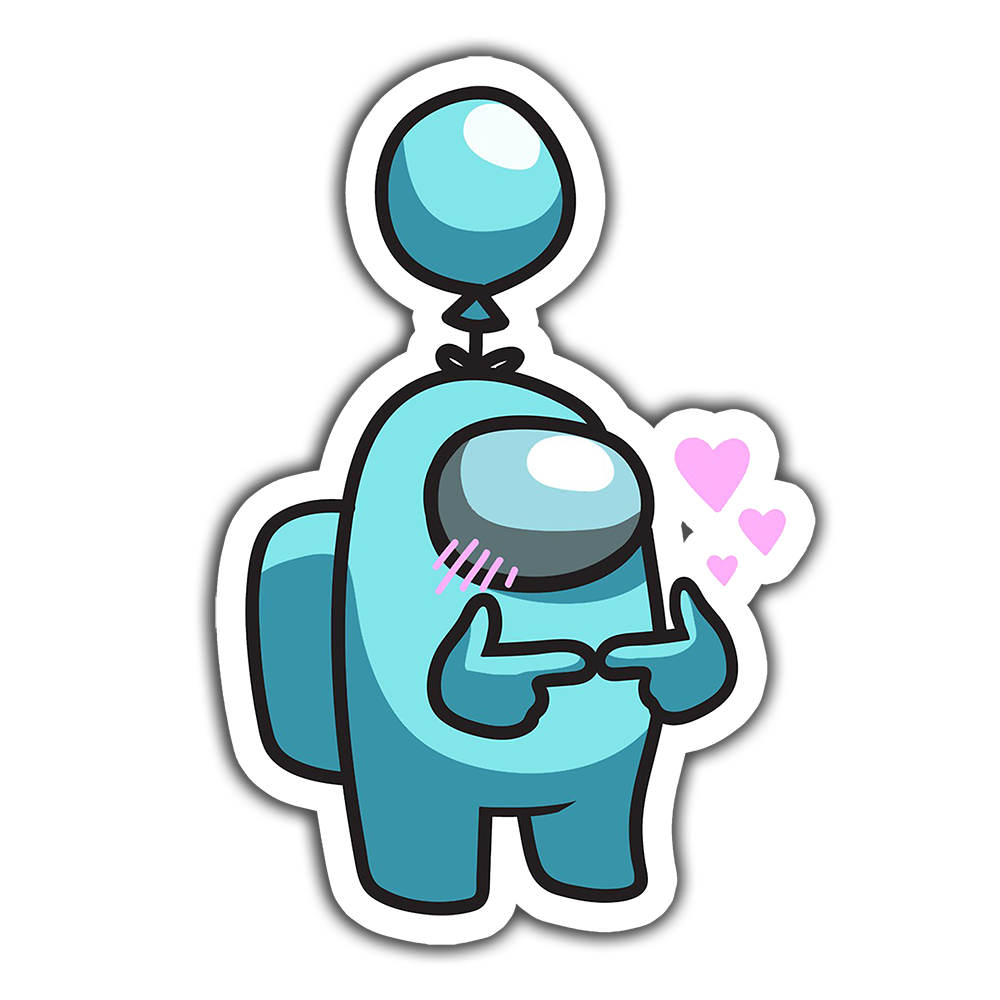 Among Us Mavi Balon Kafa etiket Among Us Mavi Balon Kafa Sticker etiket