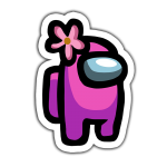 Among Us Pembe Sticker etiket