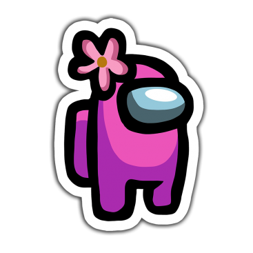 Among Us Pembe Sticker etiket