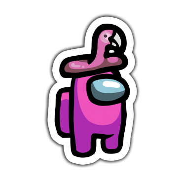 Among Us Pembe Flamingo Sticker etiket