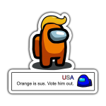 Among Us Turuncu İmposter Sticker etiket