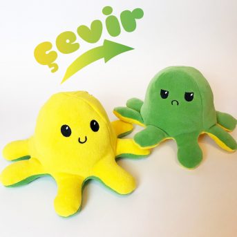 peluş ahtapot sarı yeşil