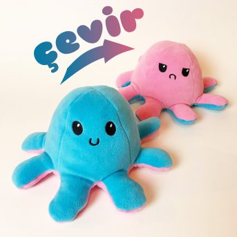 peluş ahtapot mavi pembe
