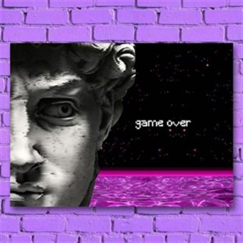game over ahşap poster