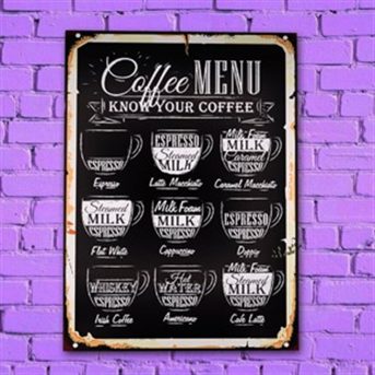 Coffe Menu ahşap poster