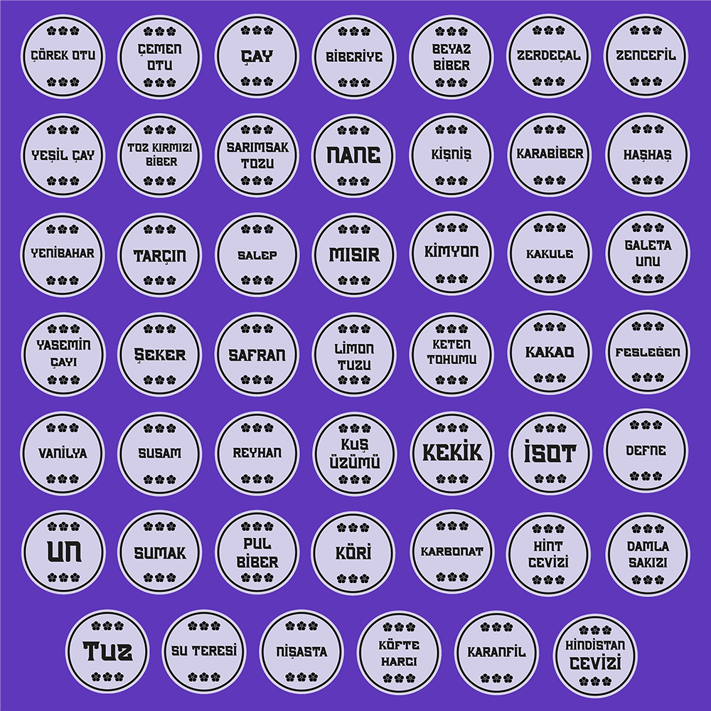 48'li Baharatlık Sticker Seti 48'li Baharatlık Sticker Seti