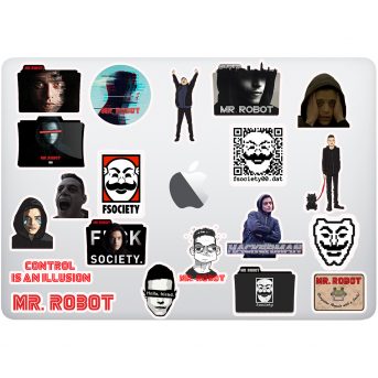 mr. robot laptop sticker etiket
