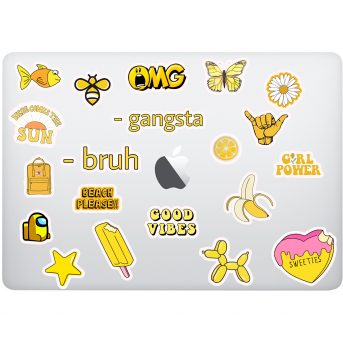 sarı temalı vsco laptop stciker seti