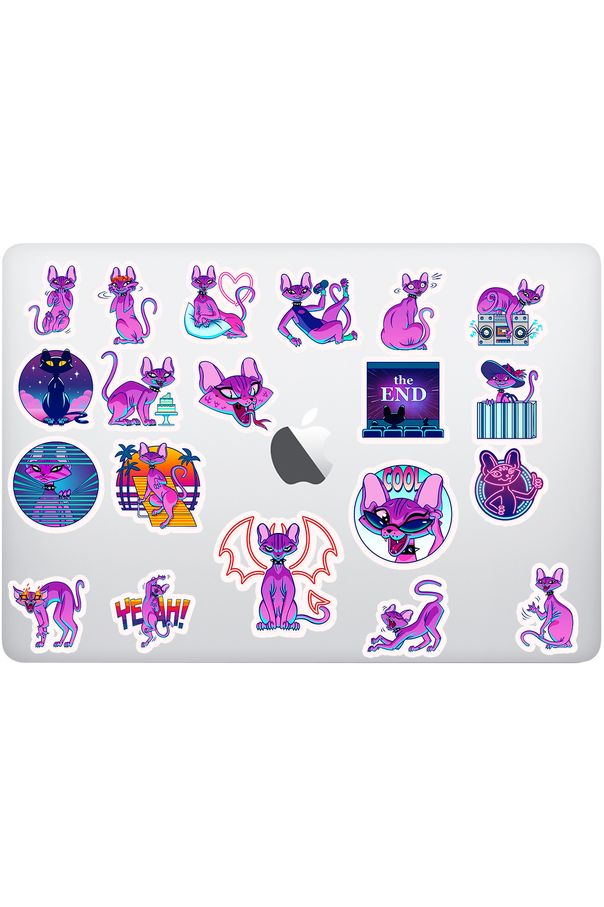 neon cat kedi sticker seti neon cat kedi sticker seti