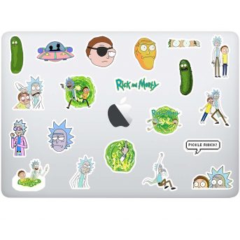 rick and morty laptop sticker seti