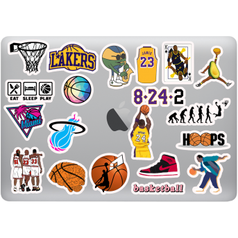basketbol temalı laptop sticker seti