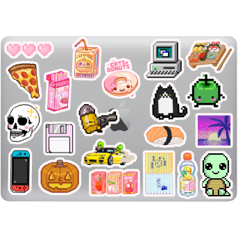 pixel art aesthetic sticker paketi