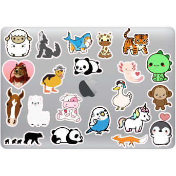 sevimli hayvan sticker seti