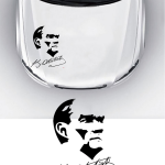 Atatürk Silueti ve İmzası Oto Sticker 1