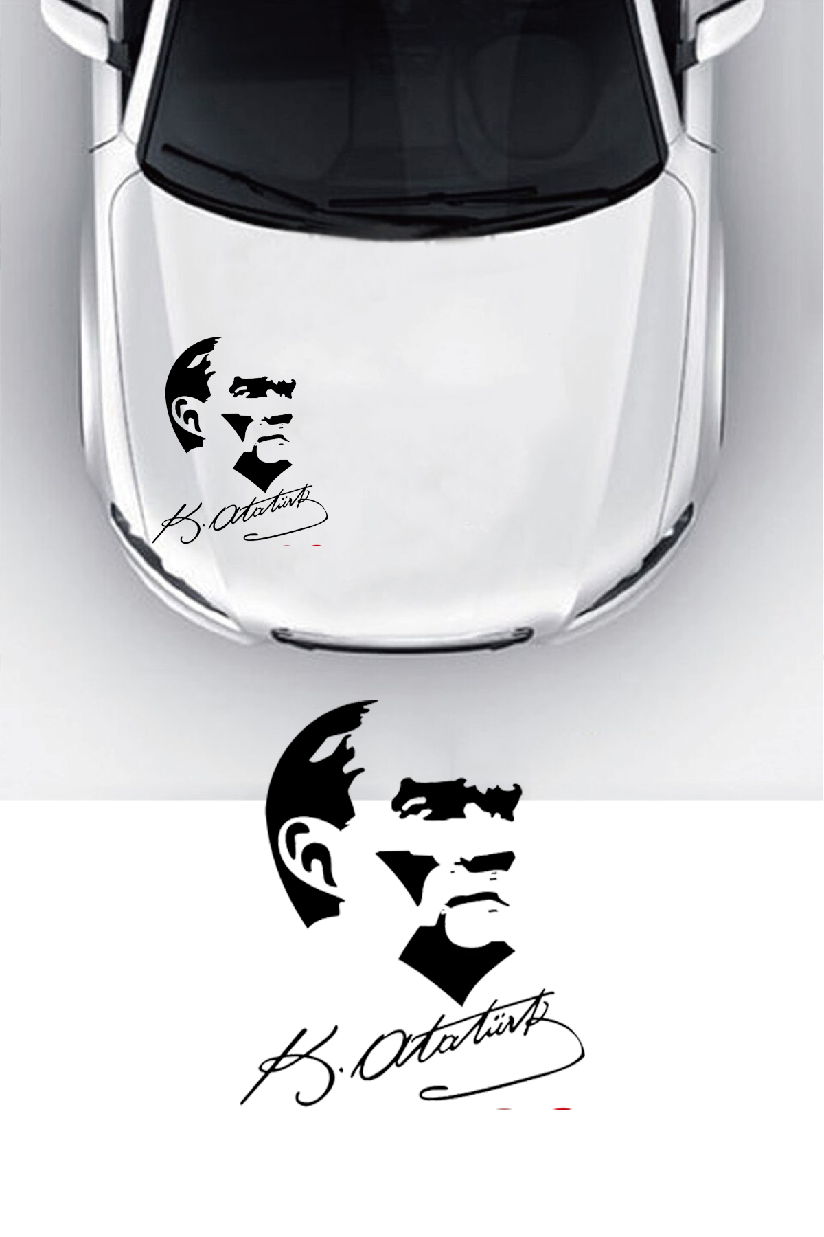 Atatürk Silueti ve İmzası Oto Sticker 1