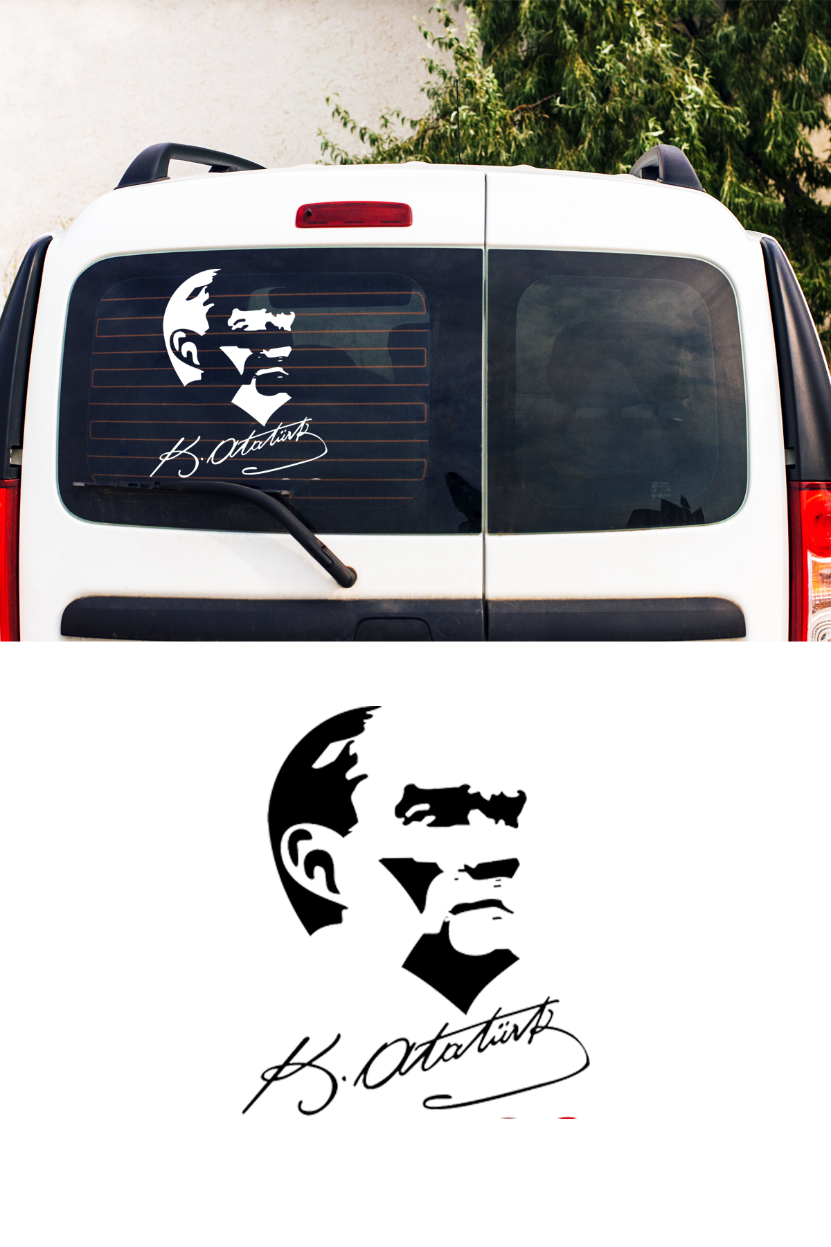 Atatürk Silueti ve İmzası Oto Sticker 2 Atatürk Silueti ve İmzası Oto Sticker 2