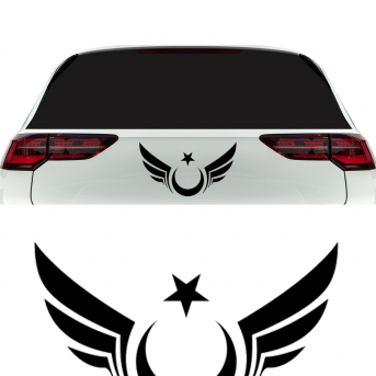 Kanatlı Ay Yıldız Sticker Oto Cam Sticker 1